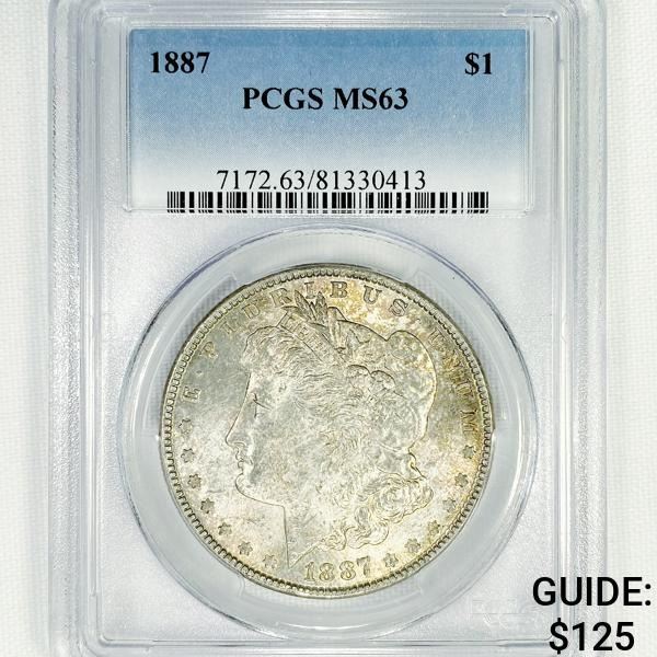 1887 Morgan Silver Dollar PCGS-MS63