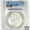 Image 1 : 1921 Morgan Silver Dollar PCGS-MS63