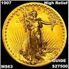 Image 1 : 1907 High Relief $20 Gold Double Eagle CHOICE BU