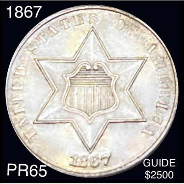 1867 Three Cent Silver Piece GEM PROOF