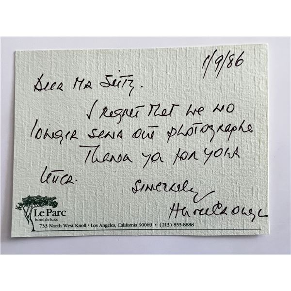 Hume Cronyn signed postcard