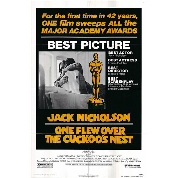 One Flew Over the Cuckoo's Nest original 1975 vintage one sheet movie poster