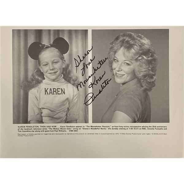 Mouseketeer Karen Pendleton signed photo
