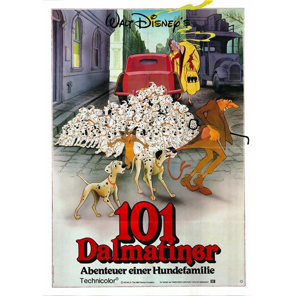 101 Dalmatiner original 1985R vintage German one sheet movie poster