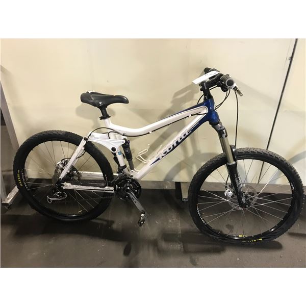 KONA DAWG DELUXE WHITE 27 SPEED FULL SUSPENSION MOUNTAIN BIKE WITH