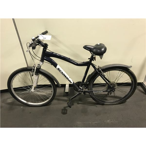 SCHWINN CONVERSION BLUE 24 SPEED FRONT SUSPENSION HYBRID ROAD BIKE