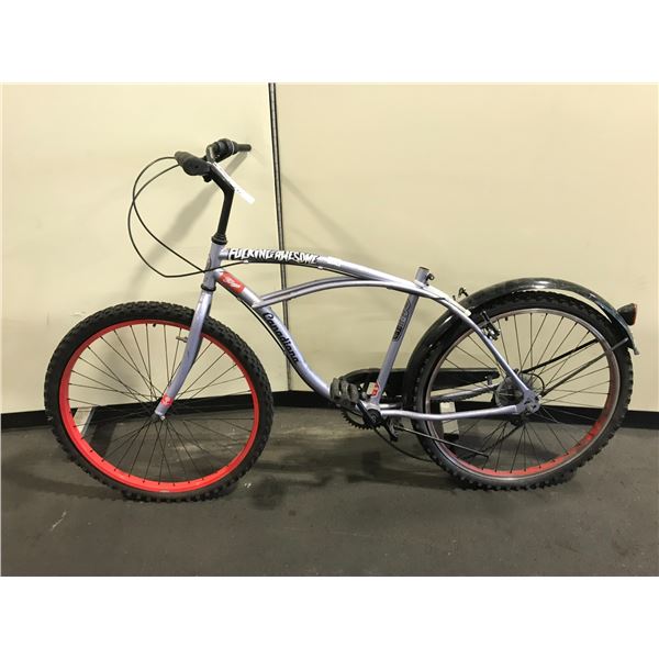 CANADIAN PURPLE 7 SPEED CRUISER BIKE (NO SEAT)