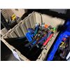 Image 2 : BEIGE PLASTIC STORAGE BIN OF ASSORTED HAND TOOLS