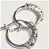 Image 2 : SILVER CREATED ALEXANDRITE HOOP EARRINGS