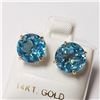 Image 3 : 14K YELLOW GOLD BLUE TOPAZ(6.81CT) EARRINGS
