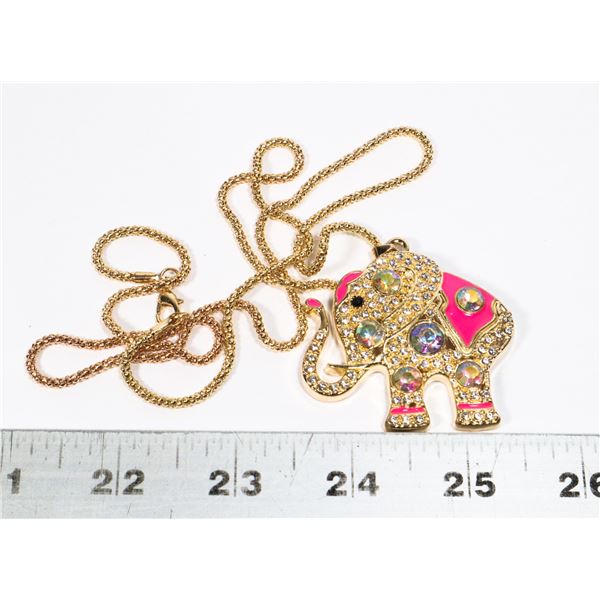 NEW RHINESTONE ELEPHANT PENDANT AND CHAIN