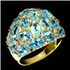 Image 2 : Natural Blue Topaz & Rhodolite Garnet Ring