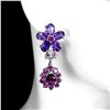 Image 2 : Natural Amethyst Rhodolite Garnet Earrings