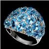 Image 2 : Natural  Swiss Blue Topaz  & Sapphire Ring