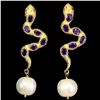 Image 1 : Natural Amethyst Ruby& Pearl Cobra Earrings