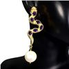 Image 2 : Natural Amethyst Ruby& Pearl Cobra Earrings