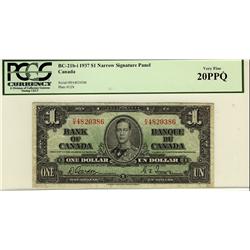 1937 $1 BC-21b-i #HA4820386 Narrow panel PCGS VF20 PPQ