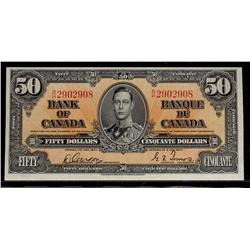 1937 $50 BC-26b #B/H2902908.  A nice bright issue. AU-UNC.