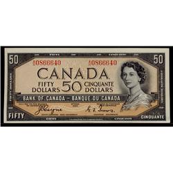 1954 $50 DF BC-34a #A/H0866640. AU-UNC issue with bright colours.