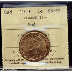 1919 1¢ ICCS MS65RD.