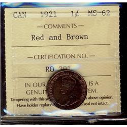 1921 1¢ ICCS MS62RB,