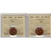 Image 1 : 1952 1¢ ICCS MS65RD.  Lot of 2 coins all red.