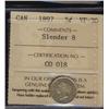Image 1 : 1897 5¢ Slender 8 ICCS VF30.