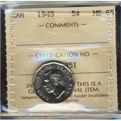 1949 5¢ ICCS MS65.