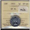 Image 1 : 1953 5¢ SF FL Mule ICCS EF40.  Holder doesn't designate Mule.