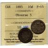 Image 1 : 1885 10¢ Obv 5.  A nice key date example in F15.