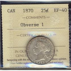 1870 25¢ Obv 1 ICCS EF40.