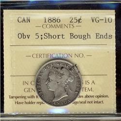 1886 25¢ Obv 5, Short bough ends ICCS VG10.