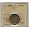 Image 1 : 1911 25¢ ICCS MS64.  Choice eye appeal.