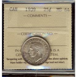 1939 25¢ ICCS MS64.