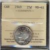 Image 1 : 1949 25¢ ICCS MS62,