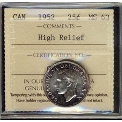 1952 25¢ HR ICCS MS63..