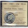 Image 1 : 1967 25¢ ICCS MS65. Rotated Dies, Cameo.