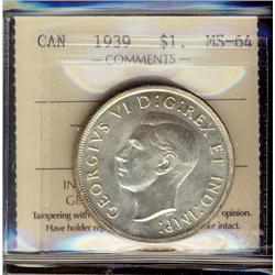 1939 $1 ICCS MS64.