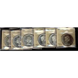 Lot of 3 ICCS PL65 Silver Dollars, includes, 1957, 1959 and 1964 Cameo.