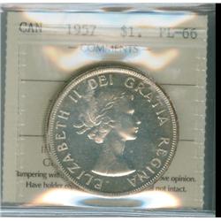1957 $1 ICCS PL66. Attractive and brilliant.
