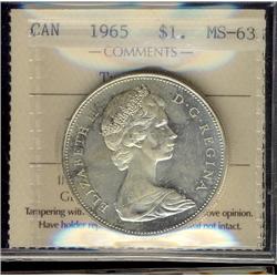 1965 $1 Type V ICCS MS63.