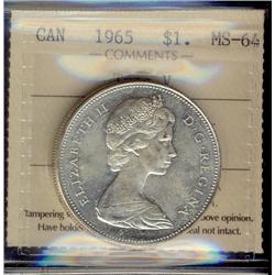 1965 $1 Type V ICCS MS64.