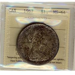 1967 $1 ICCS MS64. Light golden Tone.