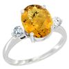 Image 1 : 2.60 CTW Quartz & Diamond Ring 14K White Gold - REF-68M2K