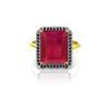 Image 1 : Genuine 7.45 ctw Ruby & Black Diamond Ring 14KT Yellow Gold - REF-116Y6F