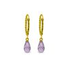 Image 1 : Genuine 3 ctw Amethyst Earrings 14KT Yellow Gold - REF-24T3A