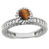0.95 CTW Tiger Eye & Diamond Ring 14K White Gold - REF-66F2N