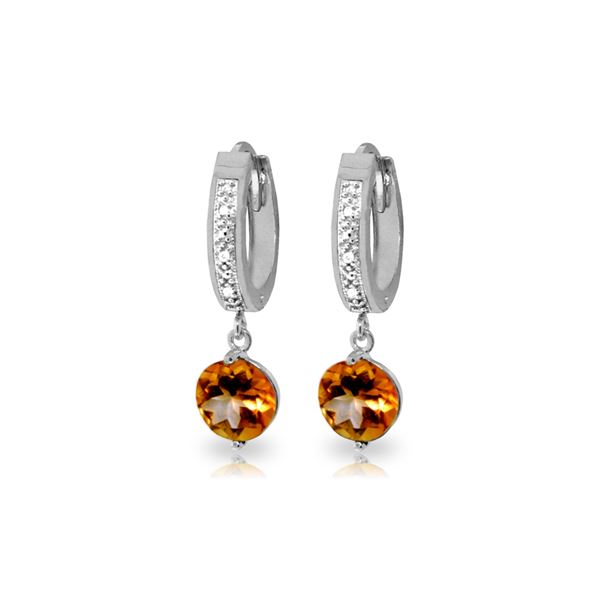 Genuine 2.53 ctw Citrine & Diamond Earrings 14KT White Gold - REF-54M6T