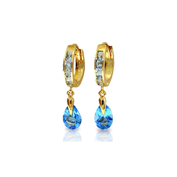 Genuine 4.2 ctw Blue Topaz Earrings 14KT Yellow Gold - REF-51X4M