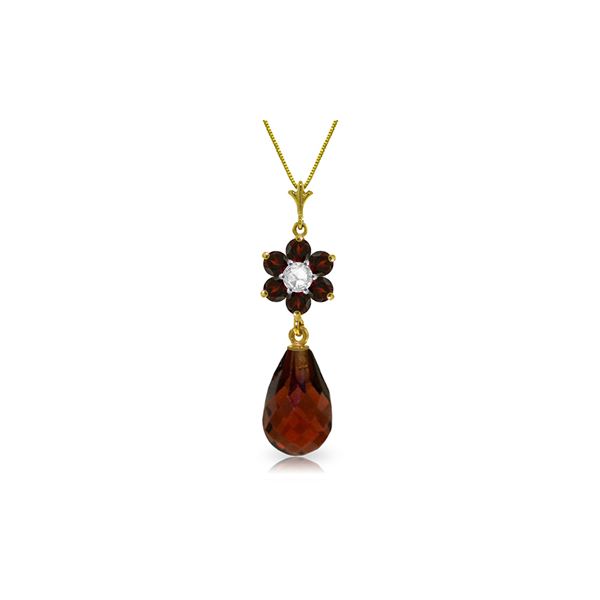 Genuine 2.78 ctw Garnet & Diamond Necklace 14KT Yellow Gold - REF-31N2R